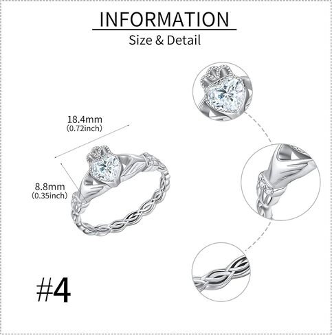 Claddagh Rings 925 Sterling Silver Claddagh Celtic Knot Promise Ring Wedding Engagement Celtic Irish Jewelry Mothers Gifts for Women Mom Grandma in Saudi Arabia