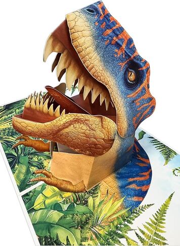 بطاقات منبثقة بتصميم Coralogo T-Rex Roaring - بطاقة تهنئة رائعة على شكل ديناصور ثلاثية الأبعاد مع مظروف لمحبي الديناصورات والأطفال والرجال والأب وهدية ديناصور مضحكة لعيد الميلاد وعيد الحب واللحظات الخاصة in Kuwait