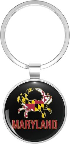 Maryland Flag Maryland State Crab Flag Metal Double Sided Key Chain Keychain in Saudi Arabia