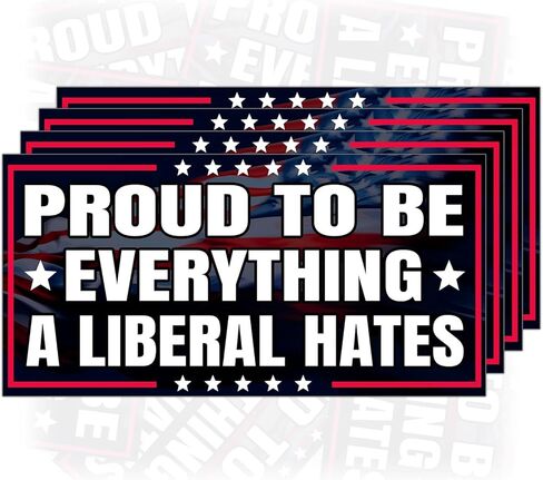 (4Pcs-7.5x3.75in) Proud to Be Everything A Liberal Hates Bumper Stickers Warning Does Not Play Well with Liberals Waterproof Vinyl Stickers for Doors Trucks Cars in Saudi Arabia