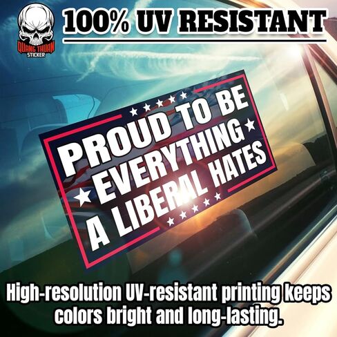 (4Pcs-7.5x3.75in) Proud to Be Everything A Liberal Hates Bumper Stickers Warning Does Not Play Well with Liberals Waterproof Vinyl Stickers for Doors Trucks Cars in Saudi Arabia