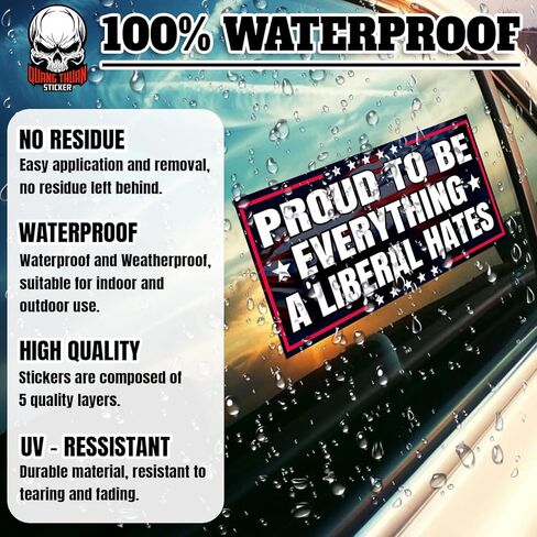 (4Pcs-7.5x3.75in) Proud to Be Everything A Liberal Hates Bumper Stickers Warning Does Not Play Well with Liberals Waterproof Vinyl Stickers for Doors Trucks Cars in Saudi Arabia