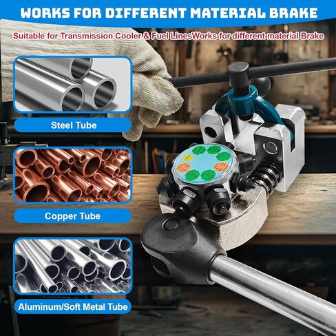مجموعة أدوات حرق خط الفرامل، 45 درجة مفردة/مزدوجة/فقاعة مشاعل لـ 3/16 بوصة 1/4 بوصة 5/16 بوصة 3/8 بوصة أنابيب من الفولاذ المقاوم للصدأ النحاسي، أداة احترافية لتوفير الوقت مثالية لإصلاح السيارات والمشروعات اليدوية in Kuwait