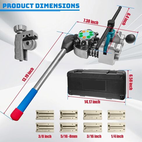 مجموعة أدوات حرق خط الفرامل، 45 درجة مفردة/مزدوجة/فقاعة مشاعل لـ 3/16 بوصة 1/4 بوصة 5/16 بوصة 3/8 بوصة أنابيب من الفولاذ المقاوم للصدأ النحاسي، أداة احترافية لتوفير الوقت مثالية لإصلاح السيارات والمشروعات اليدوية in Kuwait