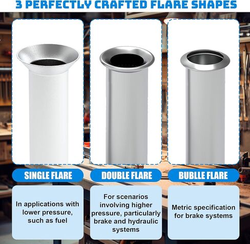 مجموعة أدوات حرق خط الفرامل، 45 درجة مفردة/مزدوجة/فقاعة مشاعل لـ 3/16 بوصة 1/4 بوصة 5/16 بوصة 3/8 بوصة أنابيب من الفولاذ المقاوم للصدأ النحاسي، أداة احترافية لتوفير الوقت مثالية لإصلاح السيارات والمشروعات اليدوية in Kuwait