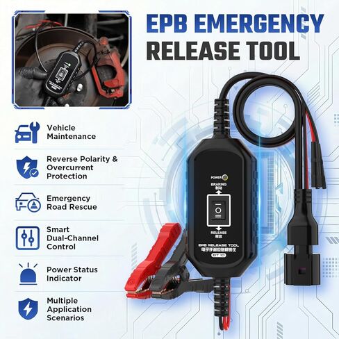 EPB Emergency Release Tool, Quick Release & Reset Electronic Parking Brake Tool with 4 Protections, 2 Connect Ways for Most Vehicles in Kuwait