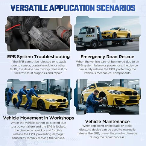 EPB Emergency Release Tool, Quick Release & Reset Electronic Parking Brake Tool with 4 Protections, 2 Connect Ways for Most Vehicles in Kuwait