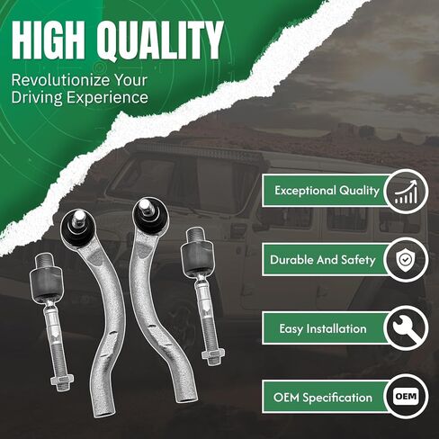 4PCS Front Outer Inner Tie Rod End Link Compatible with for Honda Accord 2008 2009 2010 2011 2012 OE# EV800461 ES800460 ES800459 in Kuwait