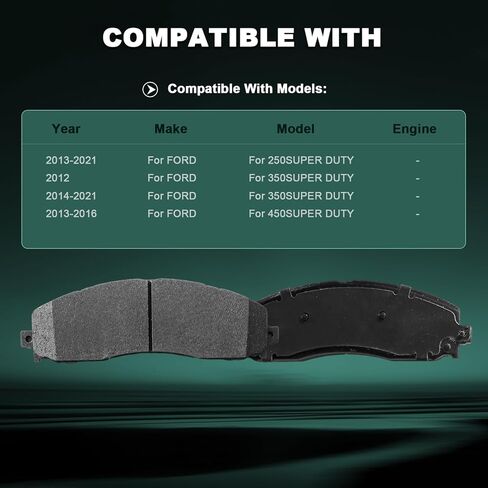 D1680 D1691 طقم مكابح أمامية وخلفية من السيراميك لسيارات Ford F-250 F-350 Super Duty 2013-2021، لسيارة Ford F-450 Super Duty 2013-2016، 8 قطع in Saudi Arabia