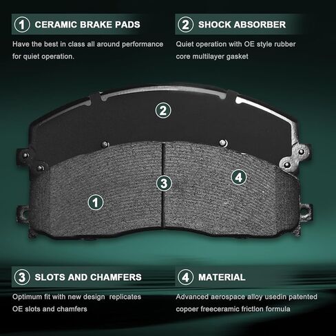 D1680 D1691 طقم مكابح أمامية وخلفية من السيراميك لسيارات Ford F-250 F-350 Super Duty 2013-2021، لسيارة Ford F-450 Super Duty 2013-2016، 8 قطع in Saudi Arabia