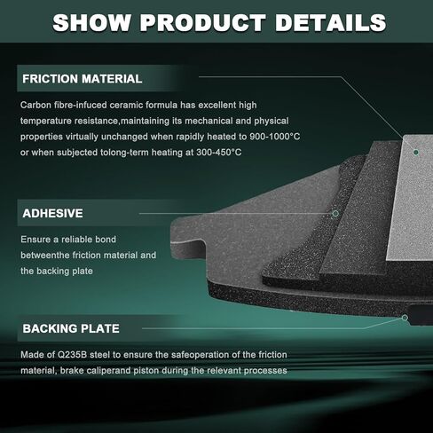 D1680 D1691 طقم مكابح أمامية وخلفية من السيراميك لسيارات Ford F-250 F-350 Super Duty 2013-2021، لسيارة Ford F-450 Super Duty 2013-2016، 8 قطع in Saudi Arabia
