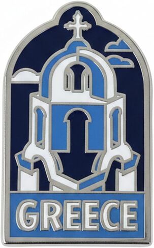Vagabond Heart Greece Enamel Pin - Hard Enamel Lapel Pin Badge Santorini Souvenir - Metal Travel Pin for Backpack Jacket Hat - Collectible Gift for Travelers Men Women - 1.25" Inch Rubber Clutch Back in Saudi Arabia