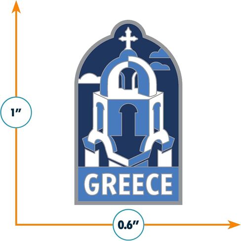 Vagabond Heart Greece Enamel Pin - Hard Enamel Lapel Pin Badge Santorini Souvenir - Metal Travel Pin for Backpack Jacket Hat - Collectible Gift for Travelers Men Women - 1.25" Inch Rubber Clutch Back in Saudi Arabia