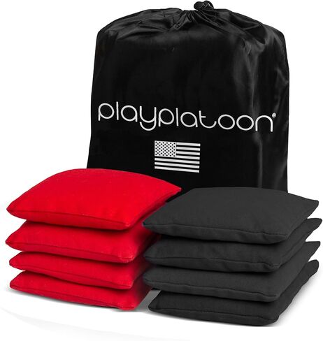 Play Platoon Premium Weather Resistant Duck Cloth Cornhole Bags - Set of 8 Bean Bags for Corn Hole Game - 4 Red & 4 Black... in Kuwait
