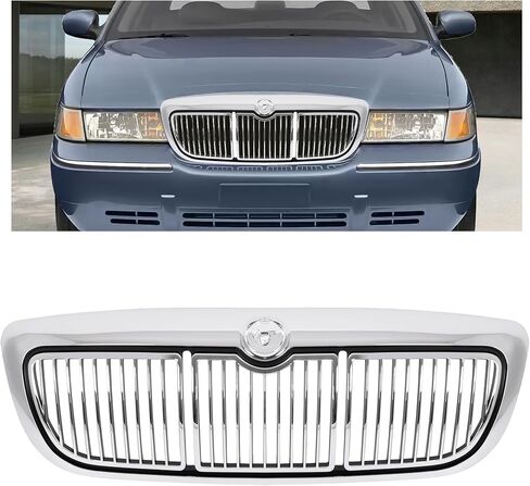 KUAFU Front Grill Compatible with 1998-2002 Mercury Grand Marquis GS/LS Replacement for F8MZ8200AA FO1200353 Plastic(ABS) Upper Bumper Grille Chrome Shell+Black Insert in Saudi Arabia