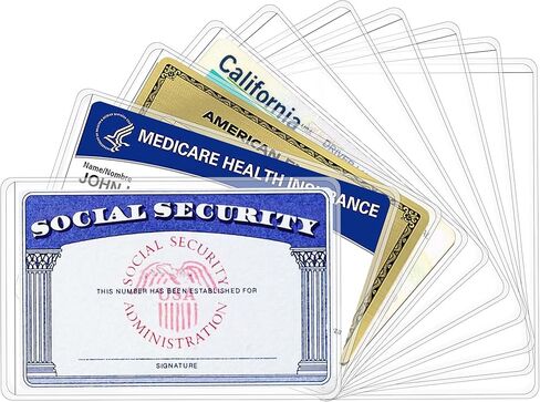 New Medicare Card Holder Protector Sleeves, Social Security Card Protector, 12 Mil Clear PVC Water Resistant Plastic Sleeves for New Medicare/Social Security/Business/ID/Credit Cards(6 Pack) in Kuwait