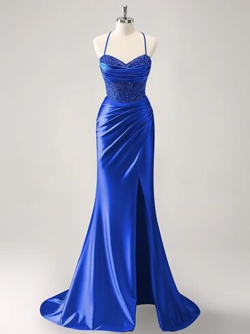 Spaghetti Straps Prom Dresses for Women Satin 2026 Sparkly Sequins Formal Evening Ball Gowns in Saudi Arabia