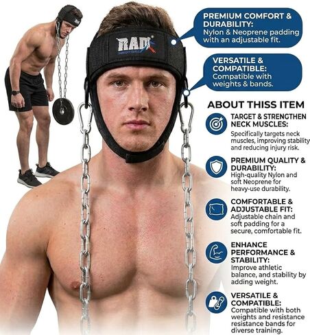 RAD Neck Harness for Strength Training & Weight Lifting | Head Harness | Improve Neck Strength & Reduce Pain | Neck exercise Equipment in Kuwait