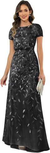 Short Sleeve Mother of The Bride Dresses for Women Lace Applique A Line Long Evening Formal Dress in Saudi Arabia