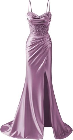 Spaghetti Straps Prom Dresses for Women Satin 2026 Sparkly Sequins Formal Evening Ball Gowns in Saudi Arabia