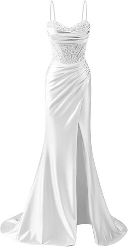 Spaghetti Straps Prom Dresses for Women Satin 2026 Sparkly Sequins Formal Evening Ball Gowns in Saudi Arabia