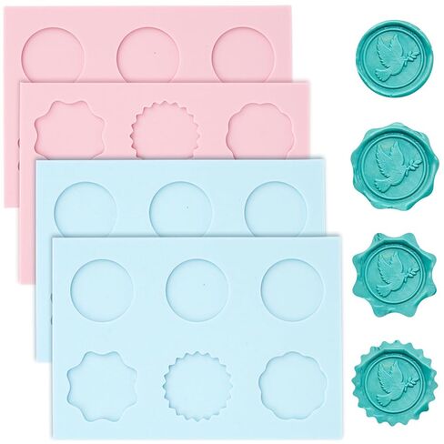 2 PCS Silicone Wax Seal Mat for Wax Seal Stamp, Wax Seal Kit，6-Cavity Round and Polygon Wax Seal Mold for DIY Craft Adhesive Wax Seal Stickers in Saudi Arabia