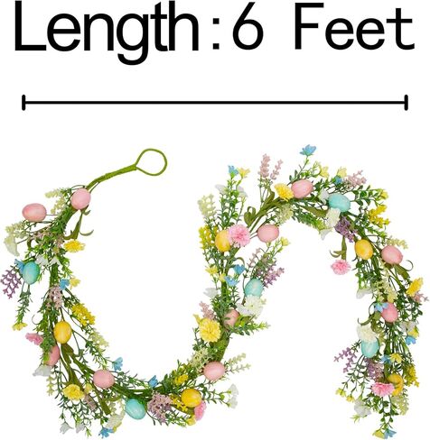 إكليل بيض عيد الفصح بطول 6 أقدام زينة عيد الفصح زهرة الربيع لهدايا عباءة ديكور المنزل وطاولة نافذة الحائط in Kuwait
