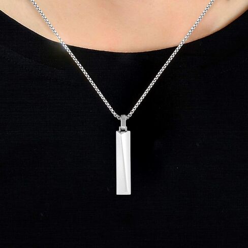 Buve الفولاذ المقاوم للصدأ الحد الأدنى مستطيل قلادة قلادة ضئيلة ث / 26 بوصة رولو سلسلة in Kuwait