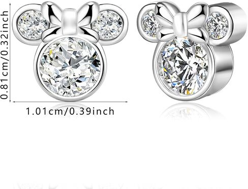 أقراط مطلية بالذهب الأبيض S925 من الفضة الإسترليني على شكل قوس فأر متلألئة بتصميم ماوس مرح من تشيكوسلوفاكيا مجوهرات حيوانات لطيفة للابنة والأم والزوجة والصديقة وحفلة عيد الميلاد in Kuwait