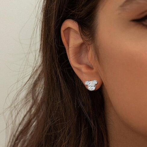 أقراط مطلية بالذهب الأبيض S925 من الفضة الإسترليني على شكل قوس فأر متلألئة بتصميم ماوس مرح من تشيكوسلوفاكيا مجوهرات حيوانات لطيفة للابنة والأم والزوجة والصديقة وحفلة عيد الميلاد in Kuwait