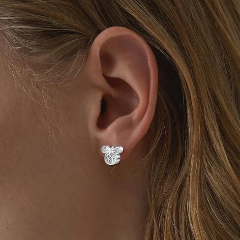 أقراط مطلية بالذهب الأبيض S925 من الفضة الإسترليني على شكل قوس فأر متلألئة بتصميم ماوس مرح من تشيكوسلوفاكيا مجوهرات حيوانات لطيفة للابنة والأم والزوجة والصديقة وحفلة عيد الميلاد in Kuwait