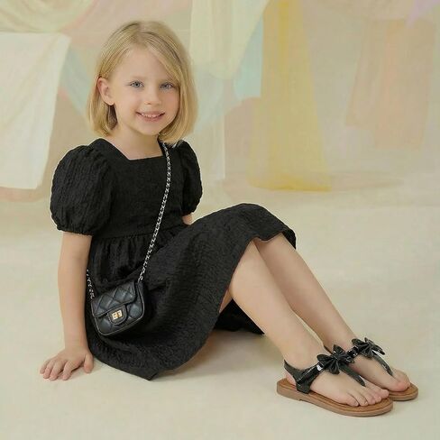 Toddler Girls Sandals T-Strap Dress Shoes Summer Open Toe Thong Flats for Little Kid Big Kids in Saudi Arabia