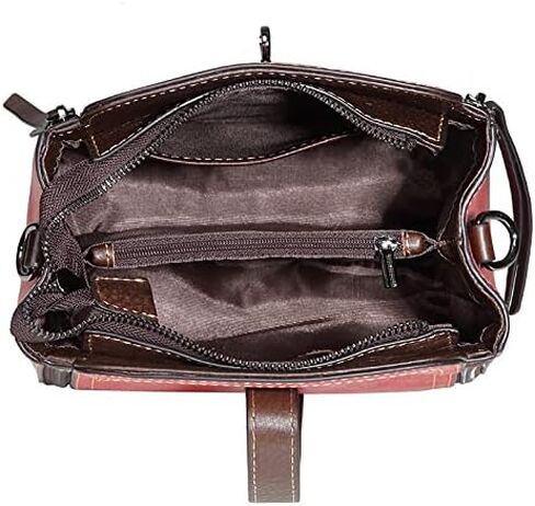 Artisan-Crafted Vegetable-Tanned Leather Satchel - Vintage Embossed Shoulder Bag with Organizational Pockets in Kuwait