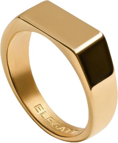 Elegatto Signet Premium Black Polished Ring for Men | Polished Black Plated Stainless Steel Finish | Men’s Designer Jewelry in Saudi Arabia