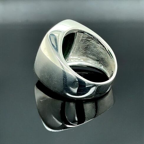 Silver Natural Malachite Ring, Silver Classic Malachite Signet Ring, Square Signet Men Ring, Green Gemstone Men Ring in Kuwait