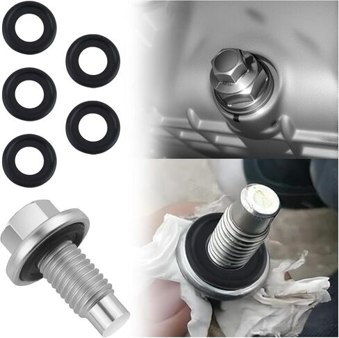 M12×1.75 قابس تصريف الزيت و5 قطع حشية سدادة تصريف الزيت، سدادات تصريف الزيوت المتوافقة مع بونتياك/فورد/مازدا/شيفروليه، بديل مسمار عموم الزيوت العطرية OEM#EJ7Z-6730-A in Saudi Arabia