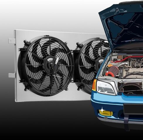مروحة كفن من الألومنيوم لسيارة فورد إكسبيديشن F150 لينكولن نافيجيتور 5.4L4.2L 4.6L 5.4L 2004-2008 مع 2 × 14 مراوح in Saudi Arabia