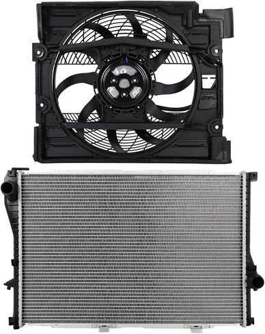 مجموعة مروحة التبريد متوافقة مع 2000-2003 لسيارات BMW لـ M5 5.0L 2001-2003 لسيارات BMW لـ 530i 3.0L، مروحة الرادياتير ملائمة مباشرة للاستبدال لمروحة تبريد المحرك والمبرد in Saudi Arabia