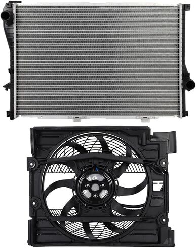 مجموعة مروحة التبريد متوافقة مع 2000-2003 لسيارات BMW لـ M5 5.0L 2001-2003 لسيارات BMW لـ 530i 3.0L، مروحة الرادياتير ملائمة مباشرة للاستبدال لمروحة تبريد المحرك والمبرد in Saudi Arabia