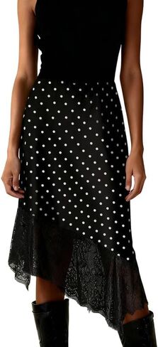 Women Silk Satin Half Slip Long Skirts Lace Trim Asymmetrical Maxi Skirt Elegant Silky Flowy A Line Midi Skirts in Saudi Arabia