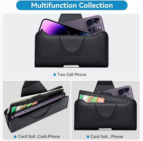 حافظة هاتف مزدوجة لهاتف iPhone 15 14 13 12 11 Pro Max مع حامل بطاقة منفصل، حافظة هاتف مزدوجة لهاتفين S22 Plus/S21 Plus/S20 Plus in Kuwait