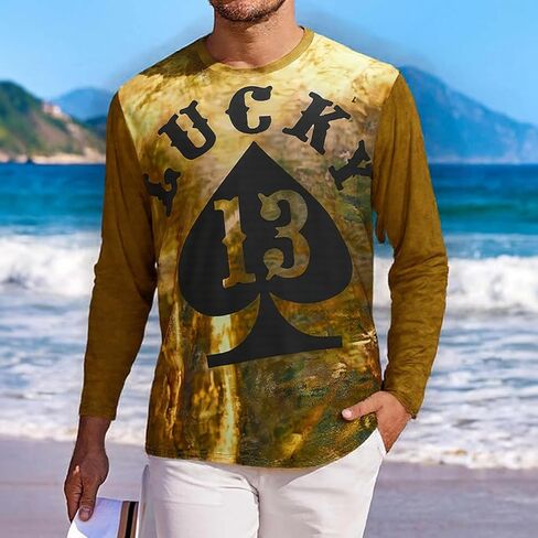 Mens Shirts Tops Graphic Long Sleeve Casual Crewneck with Abstract Printed Design Lightweight Streetwear Pullover in Saudi Arabia