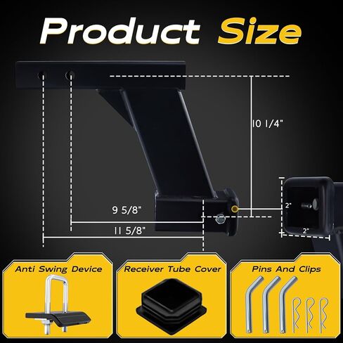 رافعة تمديد جهاز الاستقبال 10000 رطل، 10 بوصة، ارتفاع/إسقاط 10 بوصة مع جهاز استقبال 2 بوصة، طول قابل للتعديل 9 بوصة أو 11 بوصة، مع غطاء أنبوب الاستقبال، جهاز مضاد للتأرجح، وثلاثة دبابيس تثبيت in Kuwait