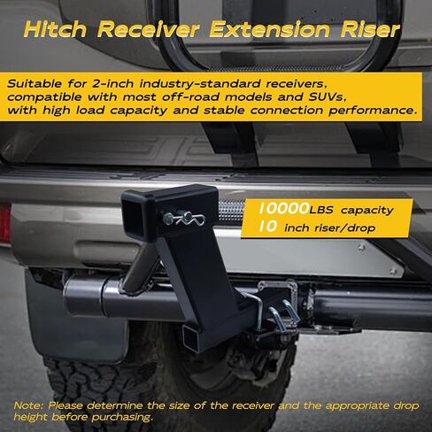 رافعة تمديد جهاز الاستقبال 10000 رطل، 10 بوصة، ارتفاع/إسقاط 10 بوصة مع جهاز استقبال 2 بوصة، طول قابل للتعديل 9 بوصة أو 11 بوصة، مع غطاء أنبوب الاستقبال، جهاز مضاد للتأرجح، وثلاثة دبابيس تثبيت in Kuwait