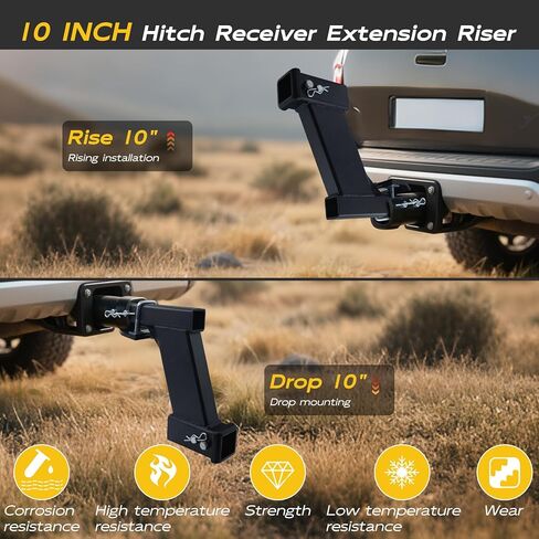 رافعة تمديد جهاز الاستقبال 10000 رطل، 10 بوصة، ارتفاع/إسقاط 10 بوصة مع جهاز استقبال 2 بوصة، طول قابل للتعديل 9 بوصة أو 11 بوصة، مع غطاء أنبوب الاستقبال، جهاز مضاد للتأرجح، وثلاثة دبابيس تثبيت in Kuwait