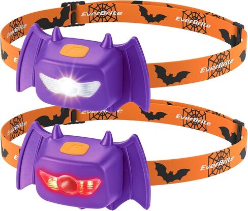 EverBrite Halloween Bat Headlamps Halloween Gifts, 5 Pack Head Lamps with Warm/Red/Strobe 3 Modes, Headlights for Halloween Party and Decorations in Kuwait