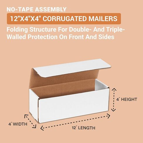 AVIDITI White Shipping Boxes 12"L x 4"W x 4"H, 25-Pack - White Box Crush-Proof Mailers for Packaging, Storage, Gifts or Bulk Business Orders in Saudi Arabia