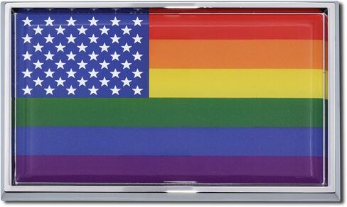 Rainbow Rides LGBTQ Pride Rainbow Flag جميع شعار الكروم المعدني للسيارات والشاحنات وجميع السيارات | يونيفرسال فيت | مقاومة للعوامل الجوية in Kuwait