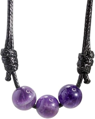 Luck Strings Amethyst Triple Bead Choker Necklace, Adjustable Wax Nylon Cord, Waterproof Boho Minimalist Choker, Unisex February Birthstone Gift in Saudi Arabia