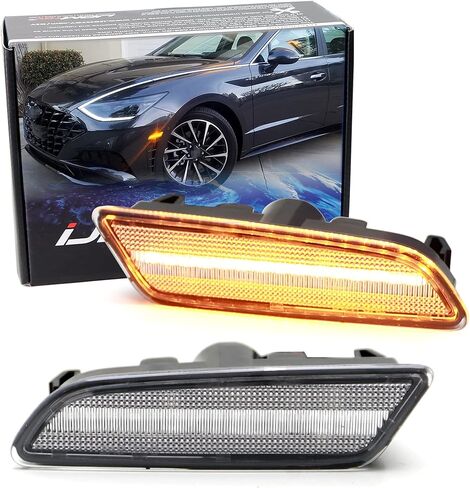 iJDMTOY Black-Out Smoked Lens 36-SMD Amber Full LED Bumper Side Marker Light Kit Compatible With Hyundai 2020-2023 Sonata (Excluding SE), Replace OEM 2-LED Amber Lens Front Sidemarkers in Kuwait
